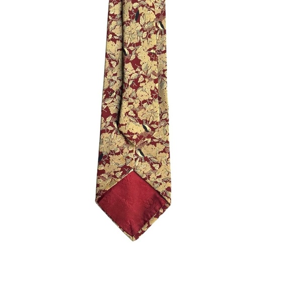 VALENTINO 90s Vintage Allover Floral Leaf Print Silk Tie Made In Italy - Picture 10 of 11